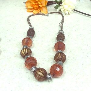 Long necklace wood/plastic/metal